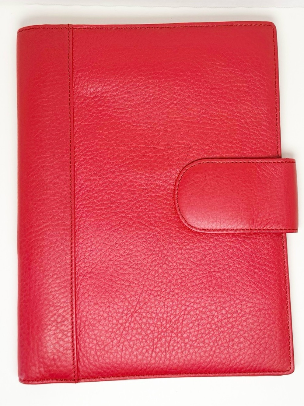 Levenger Red Pebbled Leather Organizer Case with Magnetic Tab Closure, Notepad